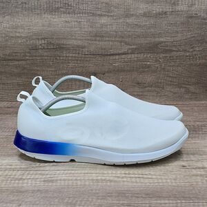 Oofos OOmg Sport Low Men's Sz 13 White Blue Slip On Recovery Shoes (09012023-12)